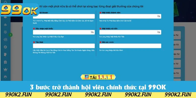 3 thao tác thiết lập nick game 99OK